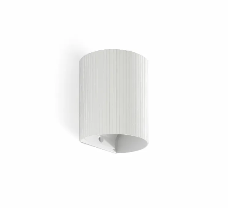 Applique murale, Sole 1L, cannelée, blanc, L8cm, H10cm - Faro