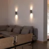 Applique murale, Sole 2L, lisse, gris, L8cm, H15,5cm - Faro