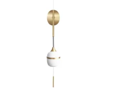 Applique murale, Solo moyen Fleur de Kaolin, blanc, laiton, Ø8,6cm, H54cm - Designheure