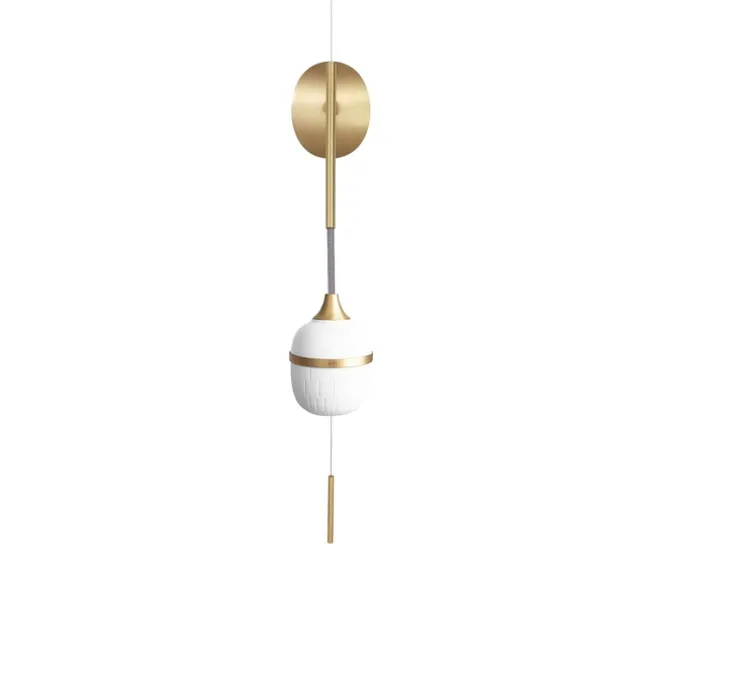 Applique murale, Solo moyen Fleur de Kaolin, blanc, laiton, Ø8,6cm, H54cm - Designheure