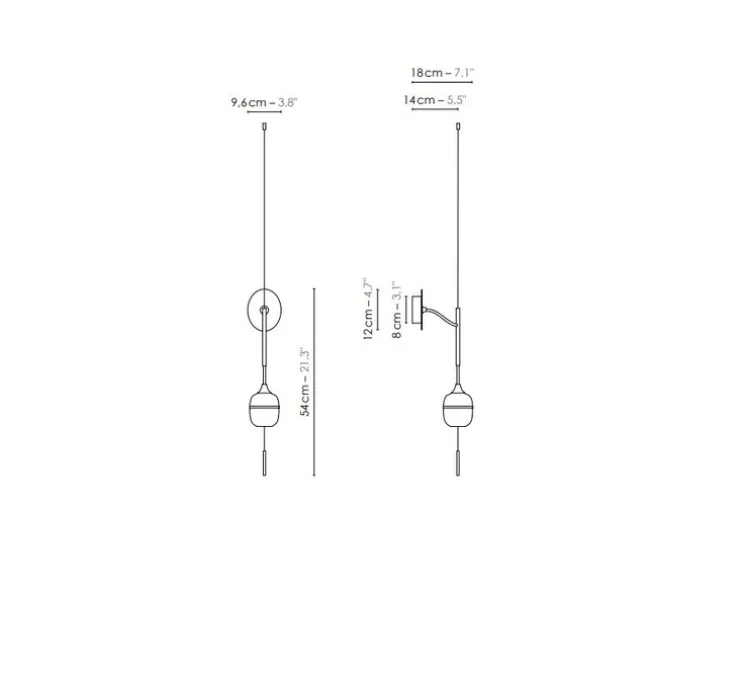 Applique murale, Solo moyen Fleur de Kaolin, blanc, laiton, Ø8,6cm, H54cm - Designheure