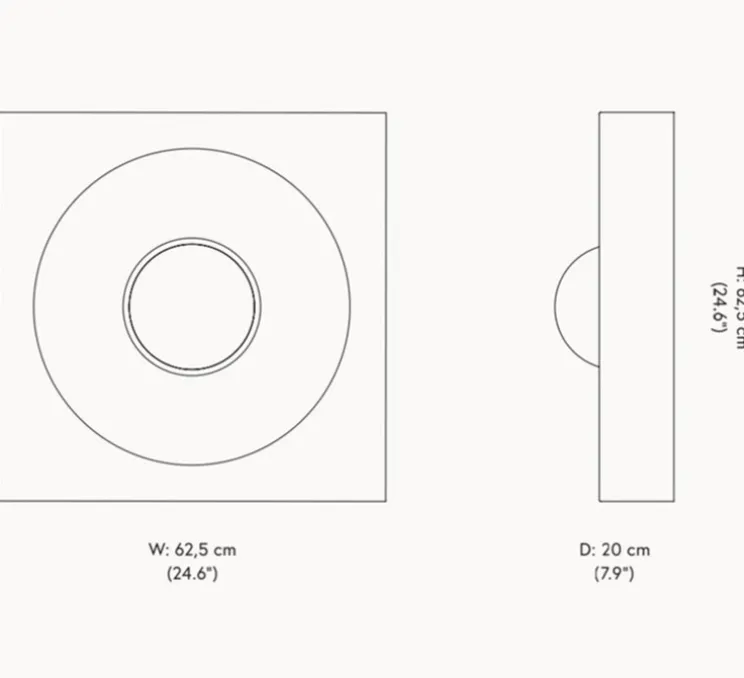 Applique murale, Spiegel, Aluminium brossé, L62,5cm, H62,5cm - Verpan