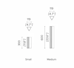 Applique murale, Stick, medium, nickel doré satiné, LED, dim, 2700K, 2500 lm, L11,9cm, H60cm - Contardi