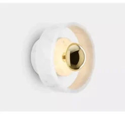Applique murale, Stone, blanc, or, IP44, LED, dim, 3000k, 360 lm, L18cm, H18cm - Tom Dixon