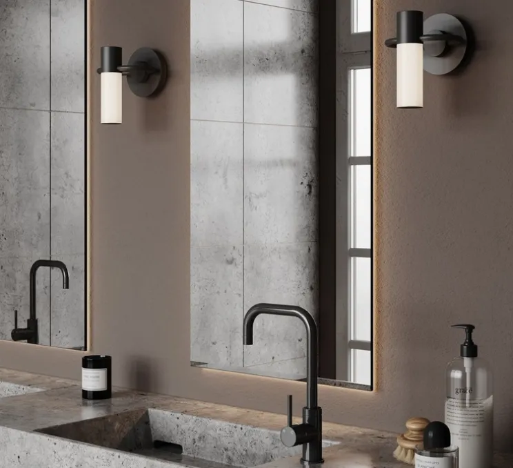 Applique murale, Storm, graphite satiné, IP44, 3000K, 470lm, Ø15,5cm, H19cm - Cvl