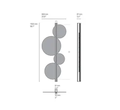 Applique murale, Strate Moon 150, graphite satiné, laiton satiné, LED, dim, 2700K, 6100 lm, L62,9cm, H150cm - Cvl