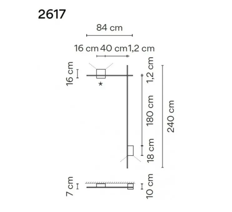 Applique murale, Structural 2617, gris clair, LED, dim, 3000K, 1416 lm, L84cm, H240cm - Vibia
