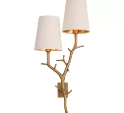 Applique murale, Syracuse, abat-jour blanc, laiton antique, L28cm, H60cm - Eichholtz