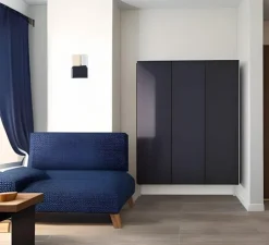 Applique murale, Tabata LN10, bleu profond, ivoire, chrome, L15cm, H21cm - Andtradition