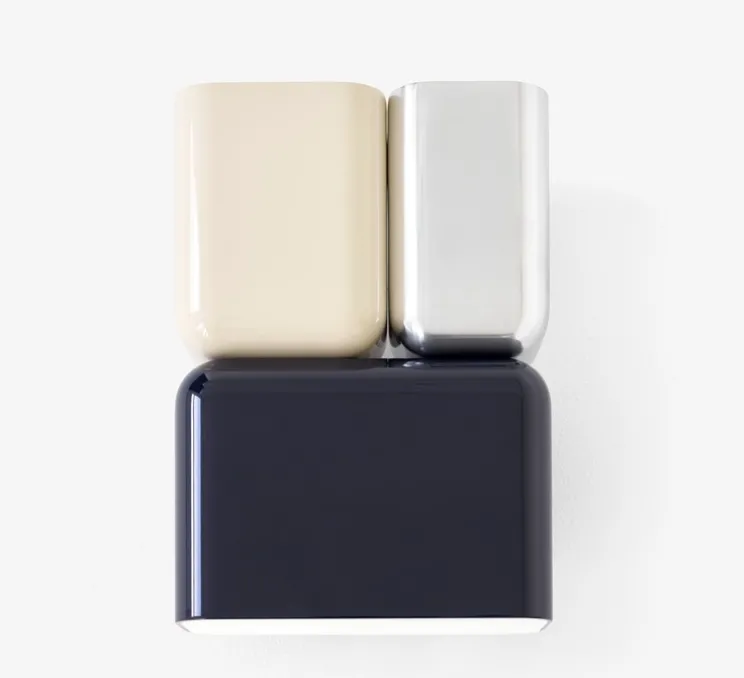 Applique murale, Tabata LN10, bleu profond, ivoire, chrome, L15cm, H21cm - Andtradition