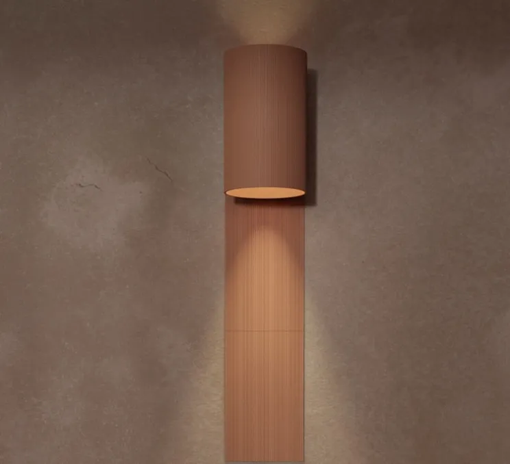 Applique murale, Terra WT, rouge/lignes, IP44, LED, dim, 2700K, 800 lm, Ø13cm, H21cm - Pott