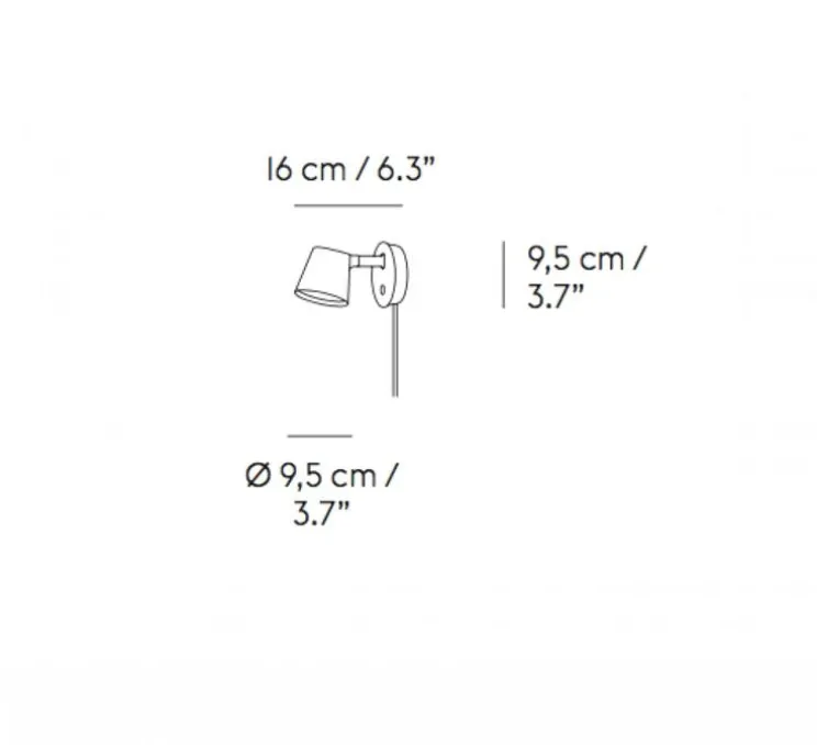 Applique murale, Tip, blanc, LED, 2700K, 220lm, L9,5cm, H9,5cm - Muuto