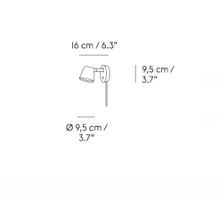 Applique murale, Tip, gris, LED, 2700K, 220lm, L9,5cm, H9,5cm - Muuto