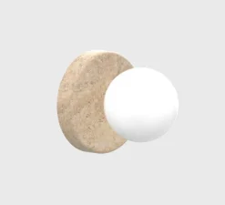 Applique murale, Tivoli, travertin & opalin, IP44, Ø16,5cm, P14,8cm - Nedgis