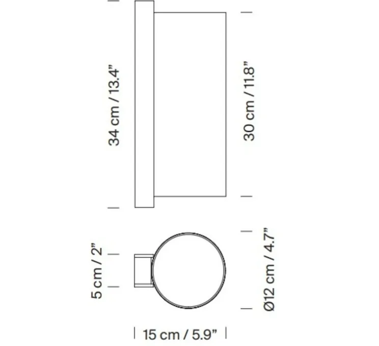 Applique murale, TMM Metalico, blanc, nickel satiné, LED, 2700K, 470 lm, L12cm, H34cm - Santa & Cole