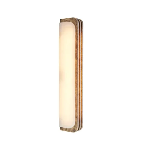 Applique murale, Toast 570, bronze patiné, albâtre veines blanches, 2700K, 1000lm, L57cm, H7cm - Entrelacs