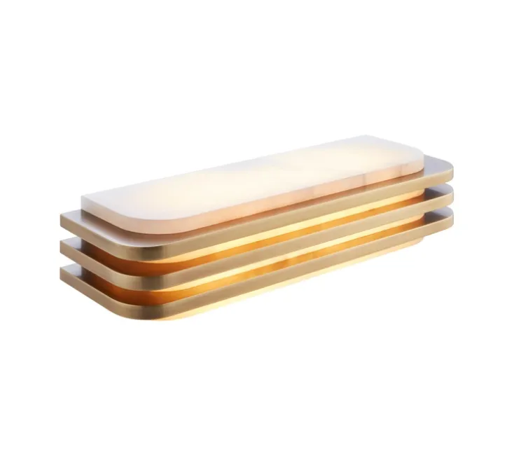Applique murale, Toast 370, bronze patiné, albâtre veines blanches, 2200k, 270lm, L37cm, H7cm - Entrelacs
