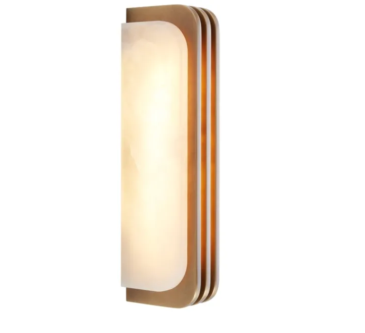 Applique murale, Toast 370, bronze patiné, albâtre veines blanches, 2200k, 270lm, L37cm, H7cm - Entrelacs