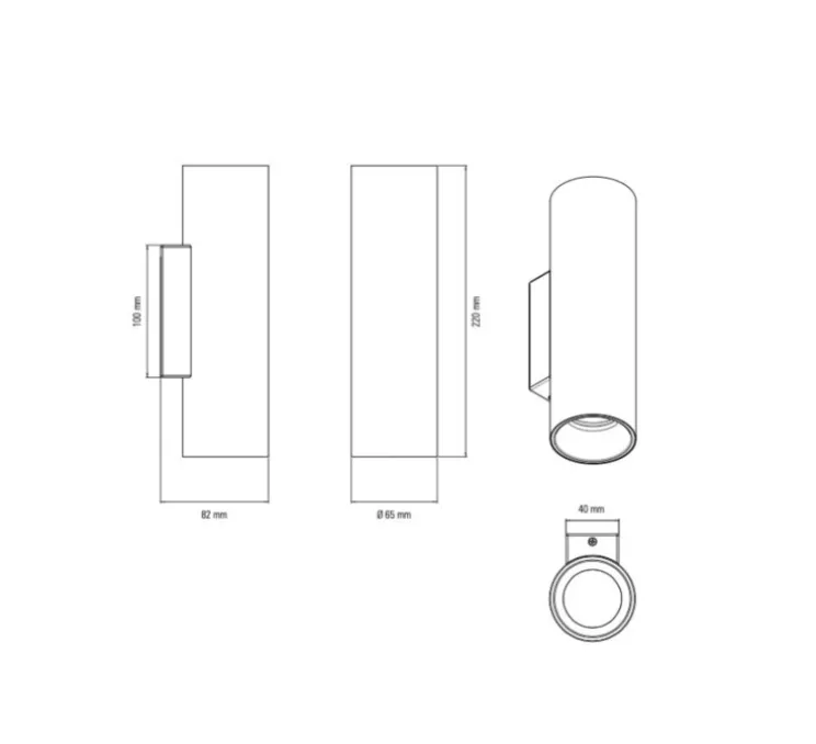 Applique murale, Tobo W65, noir, laiton, Ø6,5cm, H22cm - DCW éditions Paris