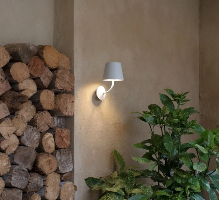 Applique murale, Toc, blanc, IP65, LED, 3000K, 600 lm, L17cm, H28,2cm - Faro