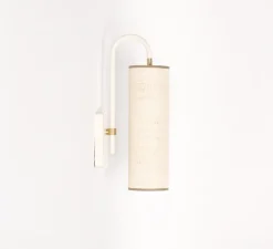 Applique murale, Tokyo, blanc acier, rabane, blanc, L9cm, H39cm - Sarah Lavoine