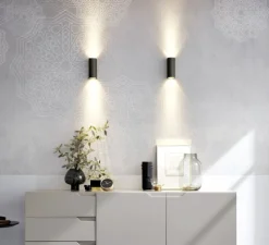 Applique murale, Trace 2.0, noir (intérieur or), LED, dim, 3000K, 1060 lm, L7cm, H18cm - Wever&Ducré