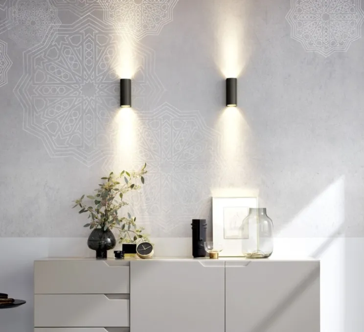 Applique murale, Trace 2.0, noir (intérieur or), LED, dim, 3000K, 1060 lm, L7cm, H18cm - Wever&Ducré