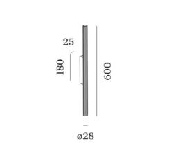 Applique murale, Trace Slim 1.0, noir, LED, dim, 3000K, 840 lm, Ø2,8cm, H60cm - Wever&Ducré