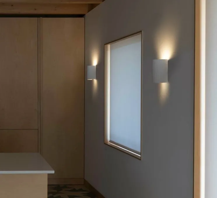 Applique murale, Trama 1L, plâtre blanc, Ø12cm, H18cm - Faro