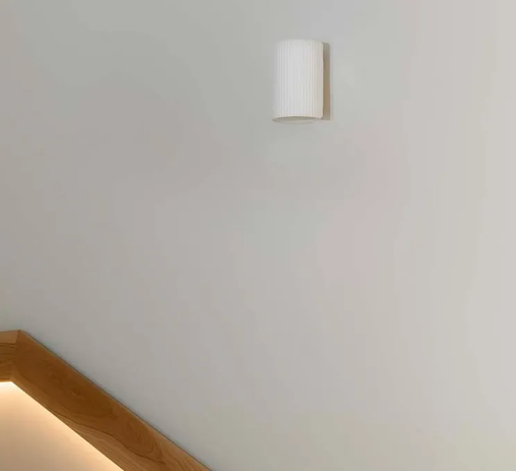 Applique murale, Trama 1L, plâtre blanc, Ø12cm, H18cm - Faro