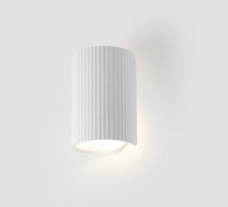 Applique murale, Trama 1L, plâtre blanc, Ø12cm, H18cm - Faro