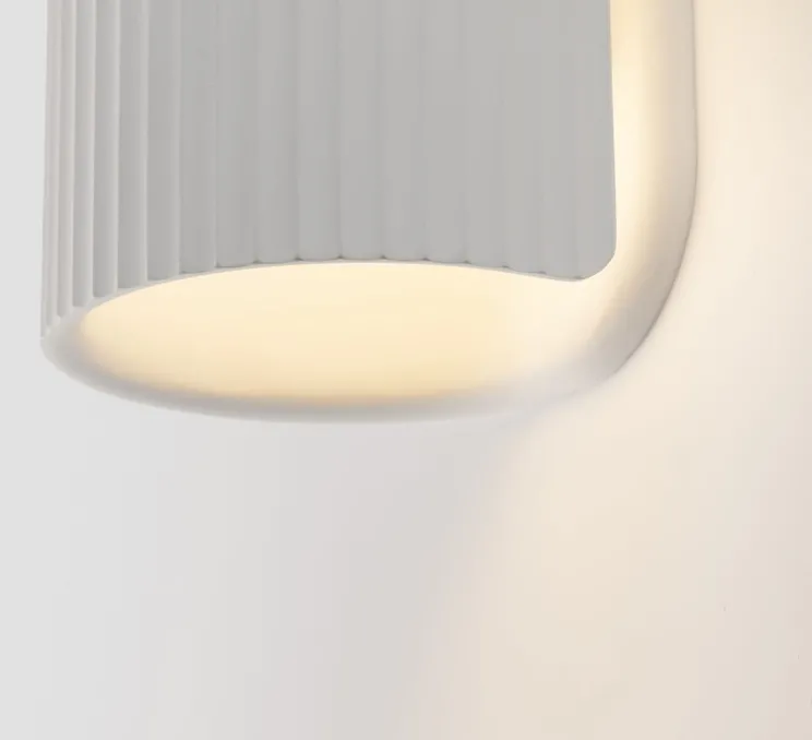 Applique murale, Trama 1L, plâtre blanc, Ø12cm, H18cm - Faro