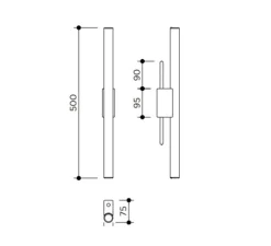 Applique murale, Tubus 50, laiton noirci, PLA fibre carbone, LED, dim, 2700K, 470lm, Ø3,2cm, H50cm - Contain