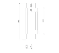 Applique murale, Tubus 70, laiton poli, PLA fibre carbone, LED, dim, 2700K, 470lm, Ø3,2cm, H70cm - Contain