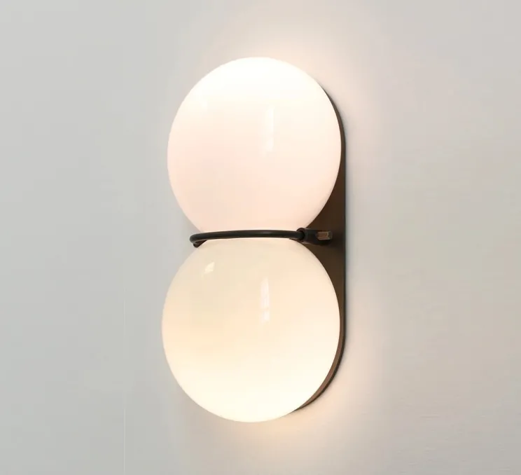 Applique murale, Twin 1.0, Blanc, noir oxydé, Ø15cm, H28cm - SkLO Studio