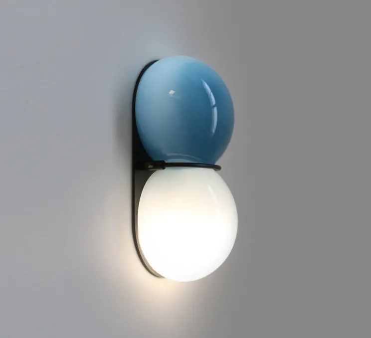 Applique murale, Twin 1.0, Bleu, noir oxydé, Ø15cm, H28cm - SkLO Studio
