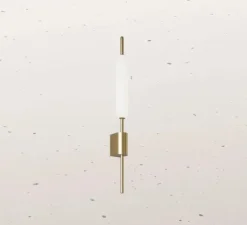 Applique murale, Typha 285.05.ON, laiton, verre opalin, LED, dim, 2700K, 1750 lm, L6,3cm, H86,5cm - Il Fanale