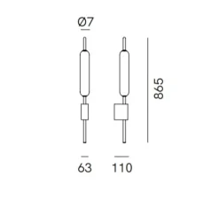 Applique murale, Typha 285.05.ON, laiton, verre opalin, LED, dim, 2700K, 1750 lm, L6,3cm, H86,5cm - Il Fanale