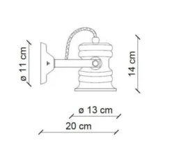 Applique murale, Urban C1843, rouge vintage, L13cm, H14cm - Ferroluce