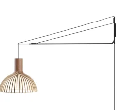 Applique murale, Varsi, noir, Victo, noyer, Ø56cm, L130 à 170cm - Secto Design