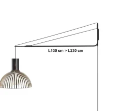 Applique murale, Varsi, noir, Victo noir, Ø56cm, L130 à 170cm - Secto Design