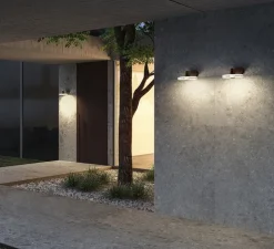 Applique murale, Venexia corten, Marron-orangé, IP65, LED, 2700K, 594 lm, L22cm, H14cm - PANZERI