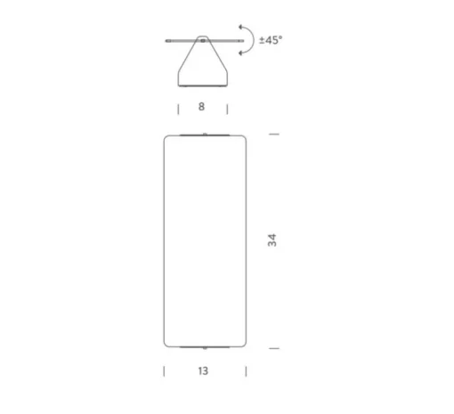 Applique murale, Volet Pivotant Double, inox, L34cm, H13cm - Nemo Lighting