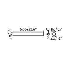 Applique murale, Volga 600, chrome, IP44, LED, 3000K, 1231lm, Ø4cm, H60cm - FARO
