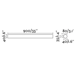 Applique murale, Volga 900, noir, IP44, LED, 3000K, 1930lm, Ø4cm, H90cm - FARO