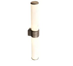 Applique murale, Wagram, Albâtre veines marron, Bronze patiné, IP44, LED, dim, 2700K, 622 lm, Ø4,5cm, H40cm - Entrelacs