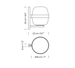 Applique murale, Wally Cestita, gris clair, IP54, Ø22cm, H24cm - Santa & Cole