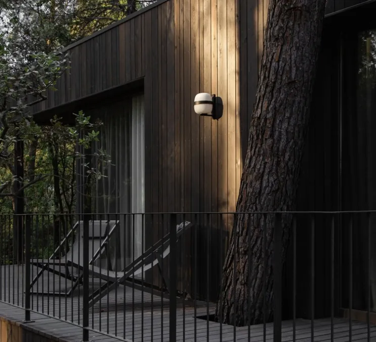 Applique murale, Wally Cestita, noir, IP54, Ø22cm, H24cm - Santa & Cole