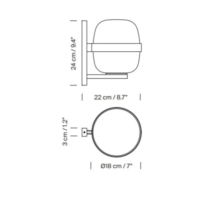 Applique murale, Wally Cestita, noir, IP54, Ø22cm, H24cm - Santa & Cole