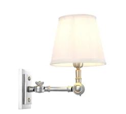 Applique murale, Wentworth simple, nickel, abat-jour blanc, L15cm, H26cm - Eichholtz